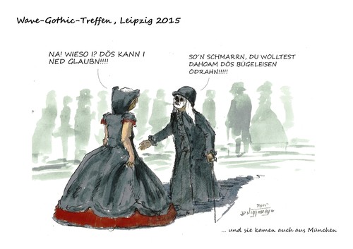 Cartoon: Alltagssorgen (medium) by Jori Niggemeyer tagged wave,gothic,treffen,leipzig,schwarze,szene,niggemeyer,joricartoon,cartoon,2015