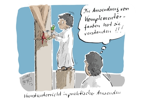 Cartoon: Der Kunstunterricht ... (medium) by Jori Niggemeyer tagged karfreitag,nagellack,kunstunterricht,kreuz,obsession,kreuzigung,kulturelleaneignung,ostern,ostern2023,osterfest,kind,schülerin,lehrerin,karfreitag,nagellack,kunstunterricht,kreuz,obsession,kreuzigung,kulturelleaneignung,ostern,ostern2023,osterfest,kind,schülerin,lehrerin