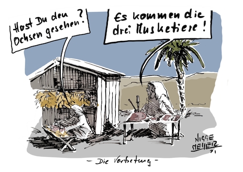 Cartoon: Die Vertretung... (medium) by Jori Niggemeyer tagged krippe,weihnachten,esus,christkind,dreimusketiere,heiligedreikönige,vertretung,ochse,ochsenbraten,barbeque,verpflegung,fleisch,grill,cartoonist,satire,humor,joricartoon,cartoonart,illustration,illustrator,karikatur,cartoonstyle,cartoondrawing,cartoonnetwork,witzigebilder,cartoon,krippe,weihnachten,jesus,christkind,dreimusketiere,heiligedreikönige,vertretung,ochse,ochsenbraten,barbeque,verpflegung,fleisch,grill,cartoonist,satire,humor,joricartoon,cartoonart