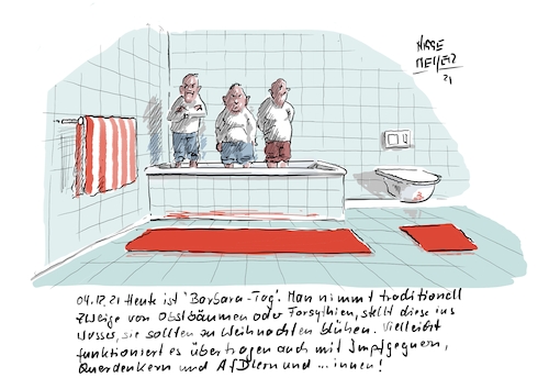 Cartoon: Heute ist Barbara-Tag (medium) by Jori Niggemeyer tagged barbara,barbarartag,impfgegner,querdenker,afd,corona,omikron,omicron,joricartoon,niggemeyer