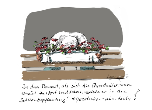 Cartoon: In dem Moment (medium) by Jori Niggemeyer tagged querdenker,querdenkerinnen,querdenken,querdenkenneindanke,schwurbelei