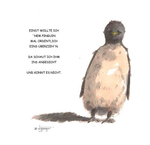 Cartoon: Niemals könnte ich... (medium) by Jori Niggemeyer tagged pinguin,antarktis,eis,kalt,lieb,keck,humor,umwelt,niggemeyer,joricartoon,cartoon