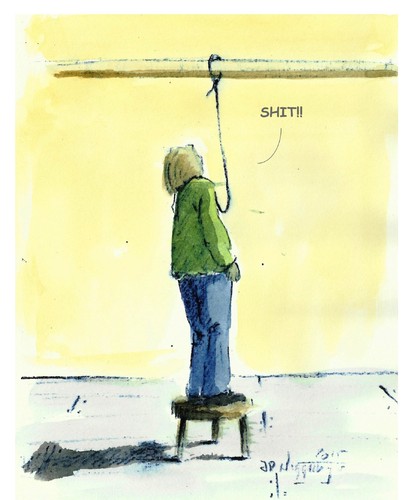 Cartoon: SHIT! (medium) by Jori Niggemeyer tagged niggemeyer,endzeitstimmung,selbstmordgedanken,hängen,joricartoon,cartoon