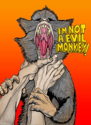 Cartoon: Do not kill me because (medium) by javierhammad tagged illustration,color,draw,peta,monkey,human,rights,zoo,abuse,illustration,illustrationen,affe,tier,tiere,böse,garstig,erwürgen,würgen,mensch,menschen,zoo,misshandlung,misshandeln,wehrlos