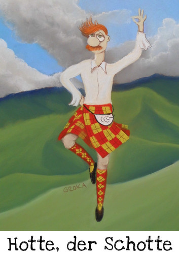 Cartoon: Hotte der Schotte (medium) by Elisa Groka tagged schotte,highlander,highlands,highlandfling,schottland,tanzen