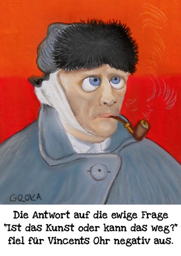 Cartoon: Vincents Ohr (medium) by Elisa Groka tagged vincent,van,gogh,ohr,portrait,selbstportrait,kunst,gemälde,cartoon,humor