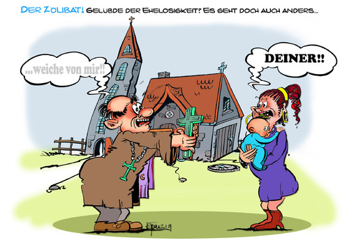 Cartoon: ....der Zölibat (medium) by Egon58 tagged zölibat,kind,unterhalt