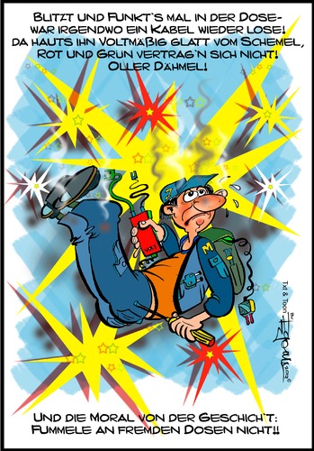 Cartoon: Fremde Dosen (medium) by Egon58 tagged elektro,strom,kurzschluss