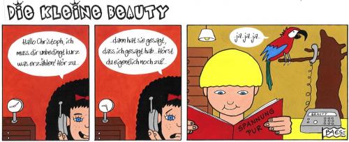 Cartoon: Die kleine Beauty (medium) by BAES tagged kinder,telefon,children,papagei,telephon,familie,comic