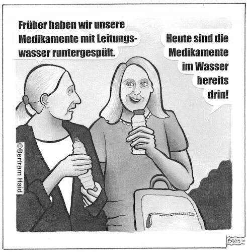 Cartoon: Gesundes Wasser (medium) by BAES tagged wasser,trinken,gesund,ungesund,medikamente,krank,verseucht,umwelt,gift,wasser,trinken,gesund,ungesund,medikamente,krank,verseucht,umwelt,gift