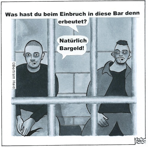 Cartoon: Hinter Gittern (medium) by BAES tagged bar,bargeld,cash,gefängnis,verbrechen,raub,diebstahl,kriminelle,strafe,bar,bargeld,cash,gefängnis,verbrechen,raub,diebstahl,kriminelle,strafe