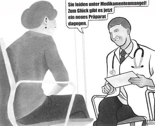 Cartoon: Medikamentenmangel (medium) by BAES tagged rezept,arzt,verschreiben,mangel,medikamentenmangel,patient,krank,gesundheit,rezept,arzt,verschreiben,mangel,medikamentenmangel,patient,krank,gesundheit