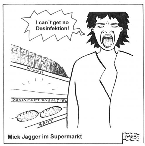 Cartoon: Mick Jagger im Supermarkt (medium) by BAES tagged mann,star,promi,sänger,rock,supermarkt,einkaufen,desinfektionsmittel,schreien,kaufen,karikatur,caricature,desinfektionsmittel,desinfektion,desinfizieren,promi,star,sänger,rock,musik,mick jagger,karikatur,supermarkt,kaufen,mick,jagger
