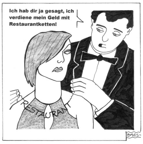 Cartoon: Restaurantketten (medium) by BAES tagged restaurantkette,restaurant,schmuck,kette,paar,mann,frau,unternehmer,lüge,hochstapler,erfolg,restaurantkette,restaurant,schmuck,kette,paar,mann,frau,unternehmer,lüge,hochstapler,erfolg