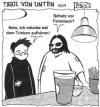 Cartoon: Bargespräch (small) by BAES tagged comic mann männer penner obdachlose armut kneipe bar alkohol trinker säufer feinstaub bier