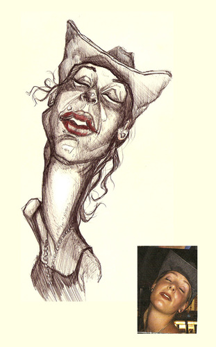 Cartoon: Moleskine Cowgirl Sketch (medium) by doodleart tagged pen,cowgirl,caricature