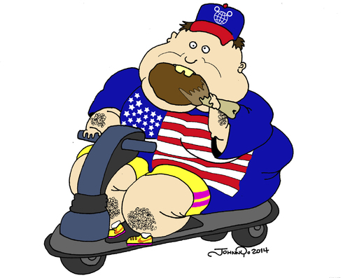 Cartoon: American Idle (medium) by JohnnyCartoons tagged american,culture,obesity
