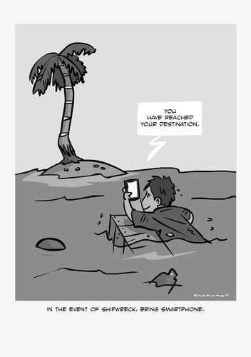 Cartoon: GPS (medium) by anuarmono tagged marooned,shipwreck,gps,smartphone,anuarmono