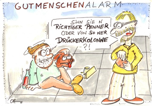 Cartoon: Gutmenschenalarm I (medium) by Ottos tagged charity