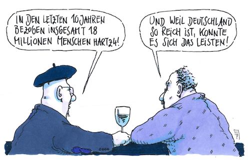 Cartoon: 18 millionen (medium) by Andreas Prüstel tagged hartzvier,reiches,deutschland,armut,cartoon,karikatur,andreas,pruestel,hartzvier,reiches,deutschland,armut,cartoon,karikatur,andreas,pruestel