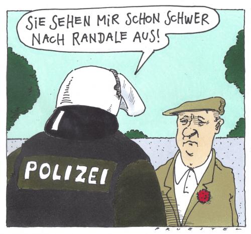 Cartoon: 1.mai (medium) by Andreas Prüstel tagged berlin,mairandale,carton,cartoons,randale,streik,protest,demo,erster mai,mai,mairandale,berlin,polizei,sicherheit,schutz,prävention,vermummungsverbot,vermummen,bürger,polizist,panik,proteste,arbei,vorsicht,maßnahmen,angst,verbot,verbote,erster