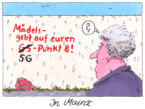 Cartoon: 5G-versteigerung (medium) by Andreas Prüstel tagged fünf,mobilfunkauktion,mainz,gpunkt,cartoon,karikatur,andreas,pruestel,fünf,mobilfunkauktion,mainz,gpunkt,cartoon,karikatur,andreas,pruestel