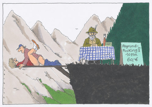 Cartoon: abgründig (medium) by Andreas Prüstel tagged abgrund,ereignis,kleinunternehmer,bayern,risiko,geschäftsidee,abgrund,ereignis,kleinunternehmer,bayern,risiko,geschäftsidee,sex,liebe