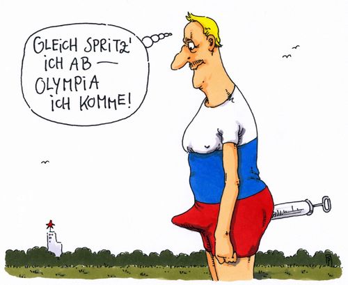 Cartoon: abspritzen (medium) by Andreas Prüstel tagged doping,russland,staatsdoping,olympia,zulassung,ioc,cartoon,karikatur,andreas,pruestel,doping,russland,staatsdoping,olympia,zulassung,ioc,cartoon,karikatur,andreas,pruestel