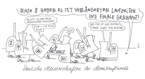 Cartoon: AKW (medium) by Andreas Prüstel tagged atomkraftwerke,laufzeitverlänerungen,atomkraftwerke,laufzeitverlängerungen,energie,umwelt,atomkraft,akw