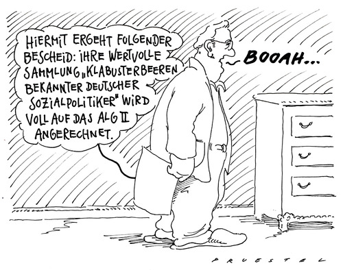 Cartoon: ALG II (medium) by Andreas Prüstel tagged sammler,sozialpolitiker,sozialpolitik,vermögensanrechnungen,alg2,arbeitslosengeld,sammlung,klabusterbeeren,arbeitslosengeld,vermögensanrechnungen,alg2,sozialpolitik,sozialpolitiker,arbeit,job,arbeitslos