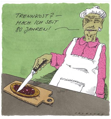 Cartoon: altes ding (medium) by Andreas Prüstel tagged gesunde,ernährung,trennkost,gesunde ernährung,trennkost,essen,nahrung,lebensmittel,oma,alter,gesundheit,ernährung,gesund,körper,gesunde