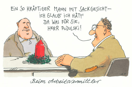 Cartoon: arbeitsvermittlung (medium) by Andreas Prüstel tagged arbeitsvermittler,weihnachten,arbeitslosigkeit,job,arbeitsvermittler,weihnachten,arbeitslosigkeit,job