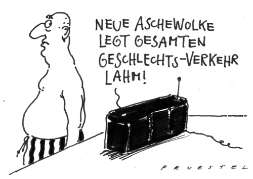 Cartoon: arg (medium) by Andreas Prüstel tagged vulkanausbruch,aschewolke,flugverkehrlahmlegung
