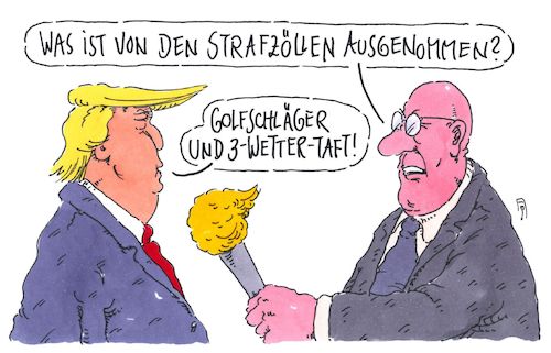 Cartoon: ausgenommen (medium) by Andreas Prüstel tagged usa,trump,handelskrieg,strafzölle,golfschläger,dreiwettertaft,cartoon,karikatur,andreas,pruestel,usa,trump,handelskrieg,strafzölle,golfschläger,dreiwettertaft,cartoon,karikatur,andreas,pruestel