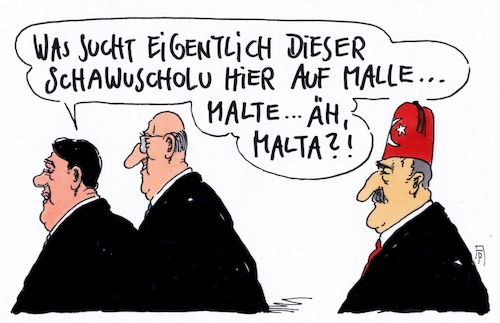 Cartoon: außenminister (medium) by Andreas Prüstel tagged eu,außenminister,treffen,malta,türkei,mitgliedschaft,cavusoglu,cartoon,karikatur,andreas,pruestel,eu,außenminister,treffen,malta,türkei,mitgliedschaft,cavusoglu,cartoon,karikatur,andreas,pruestel