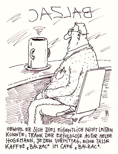 Cartoon: balzac (medium) by Andreas Prüstel tagged autor,schriftsteller,balzac,erfolglosigkeit,cafe,kaffee,tasse,cartoon,karikatur,andreas,pruestel,autor,schriftsteller,balzac,erfolglosigkeit,cafe,kaffee,tasse,cartoon,karikatur,andreas,pruestel