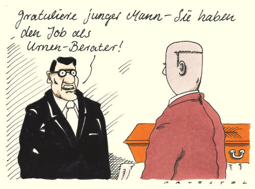 Cartoon: berater (medium) by Andreas Prüstel tagged beerdigungsbranche,bestatter,urne,beratung,beerdigungsbranche,bestatter,urne,beratung