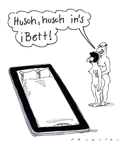 Cartoon: bettmode (medium) by Andreas Prüstel tagged bett,ipad,ipad,bett,technik,technologie,apple,computer,fortschritt,kommunikation,sex,schlafen,wortspiel