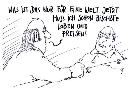 Cartoon: bischöfe (medium) by Andreas Prüstel tagged katholische,kirche,bischöfe,herbstversammlung,fulda,appell,flüchtlinge,kardinal,marx,einwanderungsgesetz,cartoon,karikatur,andreas,pruestel,katholische,kirche,bischöfe,herbstversammlung,fulda,appell,flüchtlinge,kardinal,marx,einwanderungsgesetz,cartoon,karikatur,andreas,pruestel