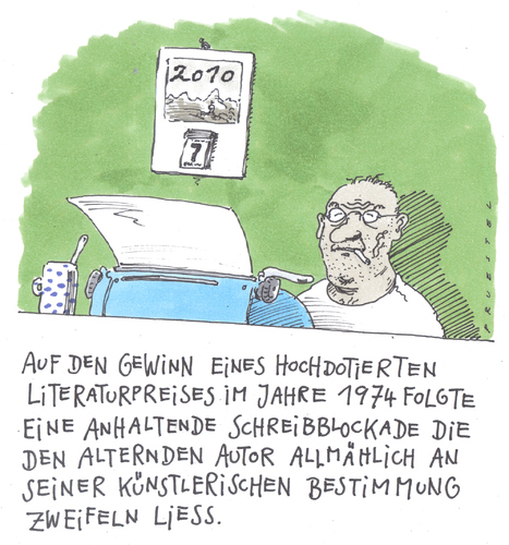 Cartoon: blockade (medium) by Andreas Prüstel tagged literat,literaturpreis,schreibblockade,kreativität,literat,schreibblockade,kreativität,literaturpreis,schriftsteller,autor,schreiben,literatur,blockade,block,job,arbeit,beruf,karriere,bücher