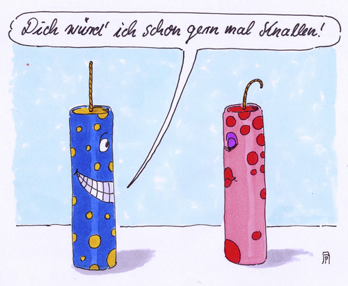 Cartoon: böller (medium) by Andreas Prüstel tagged silvester,böller,jahreswechsel,knaller,sivesterknaller,feuerwerk,cartoon,karikatur,andreas,pruestel,silvester,böller,jahreswechsel,knaller,sivesterknaller,feuerwerk,cartoon,karikatur,andreas,pruestel