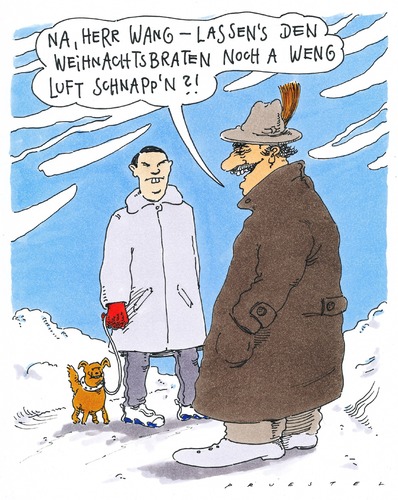 Cartoon: braten (medium) by Andreas Prüstel tagged china,deutschland,hund,weihnachten,festtagsbraten,china,deutschland,hund,weihnachten,festtagsbraten