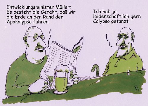 Cartoon: calypse (medium) by Andreas Prüstel tagged apokalypse,calypso,entwicklungsminister,gerd,müller,csu,klimawandel,erderwärmung,tanzen,cartoon,karikatur,andreas,pruestel,apokalypse,calypso,entwicklungsminister,gerd,müller,csu,klimawandel,erderwärmung,tanzen,cartoon,karikatur,andreas,pruestel