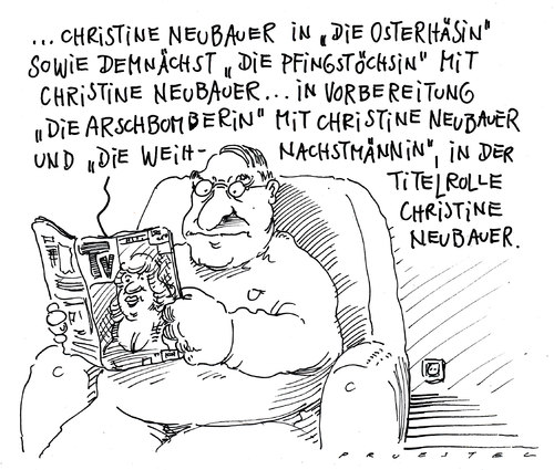 Cartoon: christine neubauer (medium) by Andreas Prüstel tagged christineneubauer,programmzeitschrift,film,tv,überpräsenz,überpräsenz,tv,film,programmzeitschrift,christine neubauer,christine,neubauer