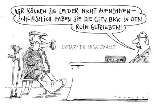 Cartoon: city bkk (medium) by Andreas Prüstel tagged krankenkassen,pleite,citybkk,kassenwechsel,krankenkassen,pleite,kassenwechsel,bkk