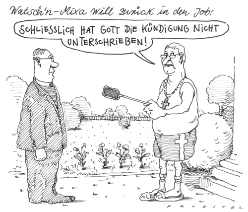 Cartoon: comeback (medium) by Andreas Prüstel tagged exbischof,mixa,missbräuche,katholischekirche,exbischof,mixa,missbräuche,katholische kirche,kirche,religion,katholische