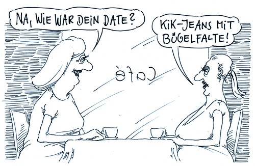 Cartoon: date-fazit (medium) by Andreas Prüstel tagged date,singles,kik,bekleidungsdiscounter,jeans,bügelfalte,cartoon,karikatur,andreas,pruestel,date,singles,kik,bekleidungsdiscounter,jeans,bügelfalte,cartoon,karikatur,andreas,pruestel