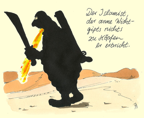 Cartoon: der islamist (medium) by Andreas Prüstel tagged dschihadist,islamist,is,syrien,irak,enthauptungen,erbrechen,cartoon,karikatur,andreas,pruestel,dschihadist,islamist,is,syrien,irak,enthauptungen,erbrechen,cartoon,karikatur,andreas,pruestel