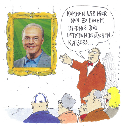 Cartoon: deutsche kaiser (medium) by Andreas Prüstel tagged beckenbauer,fußball,lichtgestalt,museum,kaiser,bildnis,beckenbauer,fußball,lichtgestalt,museum,kaiser,bildnis,sport