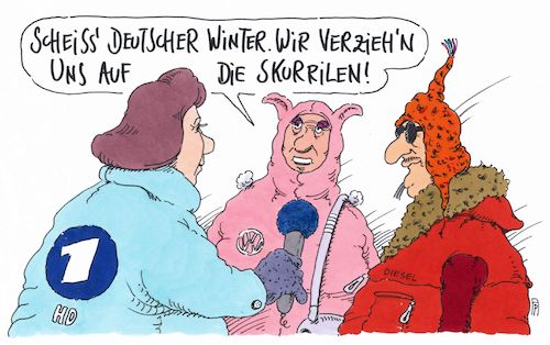 Cartoon: deutscher winter (medium) by Andreas Prüstel tagged deutschland,winter,kälte,reisen,vw,diesel,abgase,cartoon,karikatur,andreas,pruestel,deutschland,winter,kälte,reisen,vw,diesel,abgase,cartoon,karikatur,andreas,pruestel